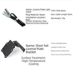 Support de plaque d'immatriculation modifié <span class=keywords><strong>Bob</strong></span> Tail avec éclairage pour moto, fixation arrière - Product Image 4
