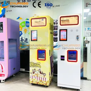 스마트 터치 스크린 자동 팝콘 자판기 상업용 2 가지 맛 스낵 식품 팝콘 자판기