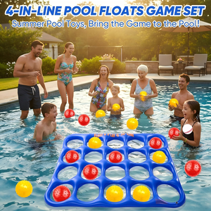 <b>Inflatable</b> 4-in-a-Row Pool <b>Game</b> Set with Red & Yellow Balls for Multiplayer Family Water Fun - Product Image 6