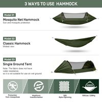 Hamac de Camping en Parachute avec Poteaux en Aluminium et Moustiquaire, Fonction 3 en 1, Portable pour Voyage en Extérieur
