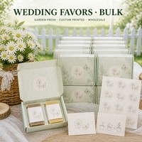 Boîte à dragées en papier semence avec bande décorative et carte de remerciement, thème jardin frais, imprimée sur mesure, pour mariage, vente en gros