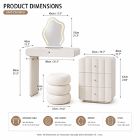 Miroir de maquillage éclairé de style crème moderne avec finition laquée en MDF pour chambre à coucher et salle de bain