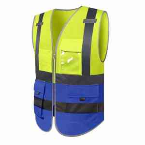 Offres Spéciales Logo personnalisé gilet de sécurité réfléchissant fermeture éclair haute visibilité multi-poches vêtements de sécurité routière ANSI classe 1 EN 20471 - Product Image 1
