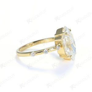 Bagues en Moissanite Marquise Hollandaise 3,5 carats pour Femme, en Or Jaune Massif 18K 14K 10K, Bijoux de Fiançailles avec Certificat - Product Image 4