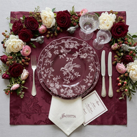 Service de vaisselle en porcelaine de luxe français, motif oiseaux et fleurs, pour banquets de mariage et vente au détail