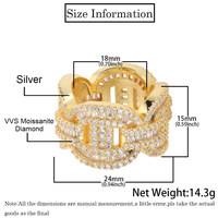 Bague glacée en argent sterling 925 Moissanite pour hommes bagues avec diamant 14k 18k bague de fiançailles en gros en or rose