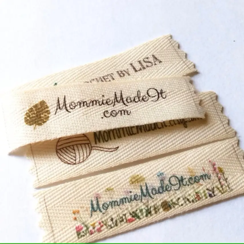 Sew On Labels Maker Custom Printed Name Label cotton printed neck Label for Clothing