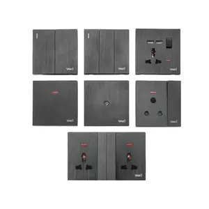 yaki pure black British universal large South African double-connected single-connected switch socket is cheap and popular