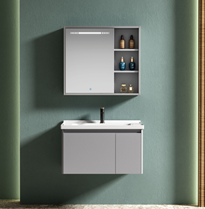 Mobile da Bagno Sospeso da Parete da 60, 70, 80 cm con Specchio <span class=keywords><strong>LED</strong></span> Intelligente e Lavabo per Ville, Mobili per il Bagno - Product Image 1
