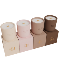 Bougie en Céramique C&H Écologique avec Logo Personnalisé en Relief, Cire de Soja Parfumée 200g et Mèche en Bois, avec Coffret Cadeau