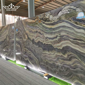GOLDTOP Luxe Quartzite Bleu Fusion Poli Veinure Soyeuse Design Moderne Planchers de salle de bain et îlots de cuisine cascade - Product Image 4