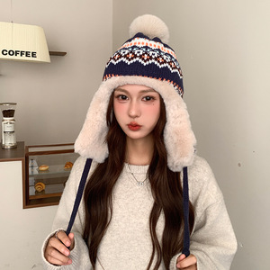 Bonnet de ski doublé en polaire pour femme, chapeau chaud d'hiver coupe-vent avec protection pour les oreilles, chapeau en laine taille adulte - Product Image 3