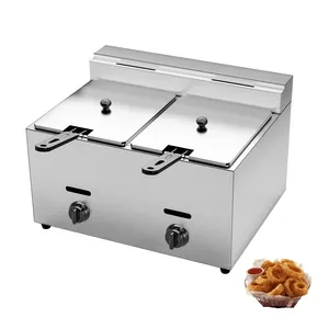 Hot Selling double Tank deep fryer Stainless Steel Heavy Duty Industrial gas fryer with wholesale price