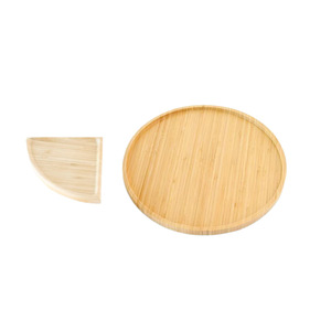 Bamboo Wooden Serving <b>Trays</b> Set With <b>Large</b> And Small Plates For Snacks Cheese Charcuterie Board Home Use Eco Friendly - Product Image 3