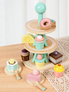 Espositore per Torte a Tre Piani in Legno, Set Gioco di Ruolo per Bambini in Età Prescolare, Altri Giochi di Finzione - Product Image 2