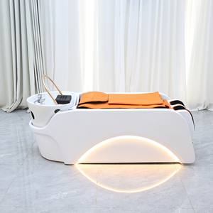 Lit de shampooing de salon moderne professionnel avec massage par coussin d'air, bassin en céramique, repose-pieds réglable pour utilisation en salle de bain - Product Image 3