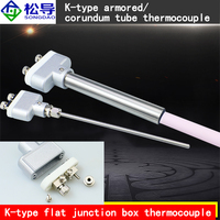 Thermocouple de type K WRNK-T12/WRN-T22, plat, en forme de T, blindé, boîte de jonction en corindon, OEM/ODM, IP65