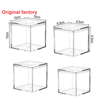 6.5*6.5 personnalisé PS Mini boîtes acryliques transparentes petits cubes de stockage carrés conteneur de bonbons transparent cadeau petit organisateur avec couvercle