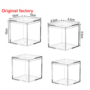 6.5*6.5 tùy chỉnh PS Mini rõ ràng hộp Acrylic hình vuông nhỏ Lưu trữ khối kẹo trong suốt container Quà Tặng tổ chức nhỏ có nắp - Product Image 2