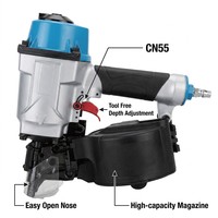 Pistolet à clous pneumatique en aluminium de qualité industrielle Toua CN55 pour clous en bobine de 25 à 57 mm dans la fabrication de palettes en bois