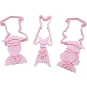 Graduation embossed cookie stamp plastic biscuit cutter fondant cake impression cutter