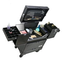 Valise de Maquillage Professionnelle à Roulettes en ABS et Aluminium, Modèle KC-393, Haute Qualité, Résistante, avec Panneaux en ABS et Couverture en Aluminium