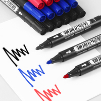 Stylos de marquage en bois à pointe moyenne avec embouts en feutre Encre permanente Noir Bleu Rouge Base d'huile épaisse pour carton logistique