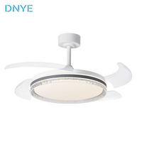 Ventilateur de plafond LED au design moderne avec télécommande, 4 pales invisibles, simple, à intensité variable, DC, pour la maison et le bureau