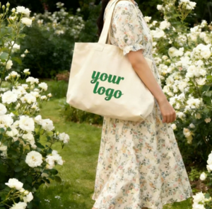 Bolsa de Mano Personalizable de Lona Larga de Algodón para Hospital, Playa o Viaje, con Logotipo de Letras, Patrón, Cinta, Cierre de Cremallera - Product Image 1