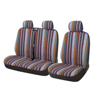 Housse de siège de voiture universelle 2+1 pour camionnette, buggy, moderne, haute résistance, en tissu de chanvre rayé, toutes saisons, ensemble complet