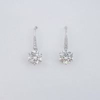 Boucles d'oreilles pendantes Starlight en or blanc 18 carats avec diamants de laboratoire, classiques à six griffes, boucles d'oreilles en diamant de laboratoire