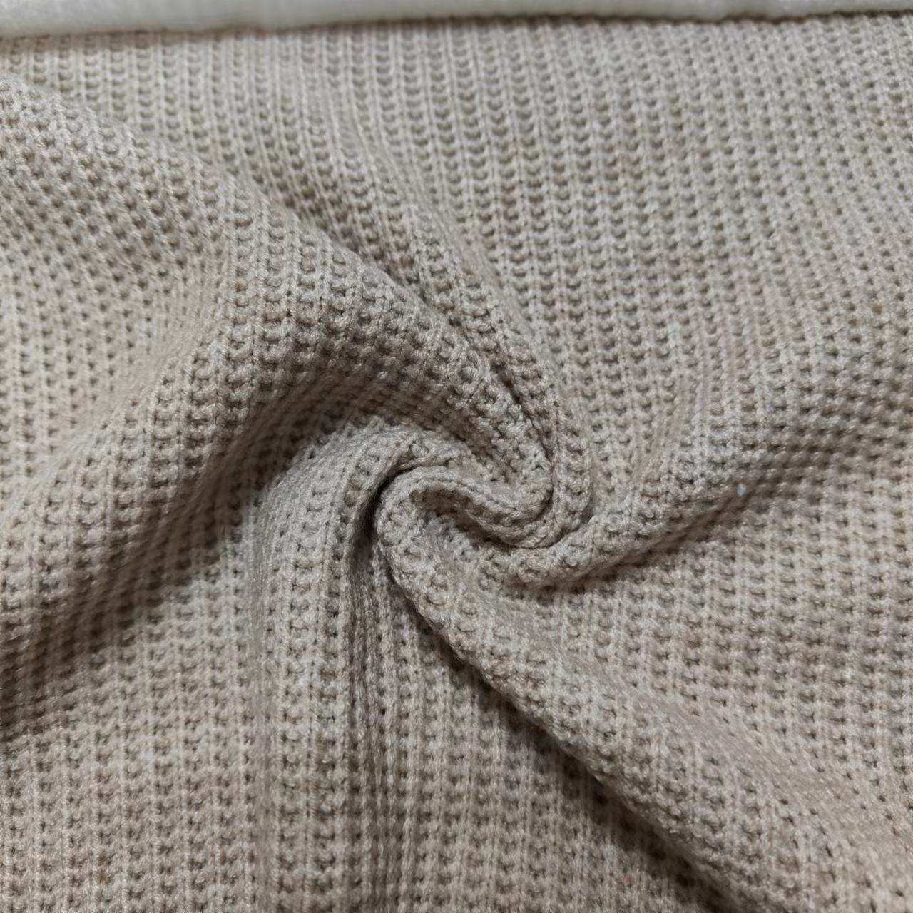 Classic Waffle Design 51% Rayon 24% Nylon 25% Poly Rib Knit Stretch Fabric  for Garment Wholesale