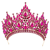 Diadème de Mariée de Luxe en Cristal, Couronne Haute et Pointue pour Concours de Beauté, Coiffe de Reine pour Quinceañera, Mariage, Fête Costumée, Bijou de Cheveux