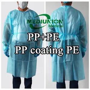 Robes jetables adultes imperméables de soins médicaux de robe d'isolement chirurgical non tissé de PP + PE