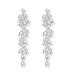 Pendientes de plata de primera ley y circón para mujer, aretes, aros, plata esterlina, Circonia cúbica, Zirconia, circonita, zirconita, zirconita, circón, Estilo clásico