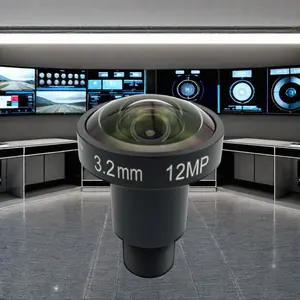 HQ 3,2mm 12MP CCTV lente F2.0 apertura M12 montaje ojo de pez lente 1/1.7 "Sensor de imagen 12 megapíxeles cámara panorámica vigilancia