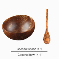Bols et assiettes en bois, bol en coquille de noix de coco, petit format, logo personnalisé, avec cuillère, ensemble de couverts, prix de cuisine, naturel, écologique