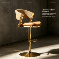 Tabouret de bar pivotant réglable moderne, chaise de comptoir rembourrée en PU avec dossier creux pour îlot de cuisine, réception, bar, hôtel