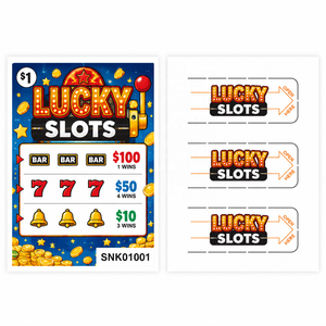 Fancy <b>Paper</b> Custom Size Slot Machine Theme Die cutting Shape Three Windows Secure Data Print Tear Off Tickets Pull Tab Card - Product Image 2