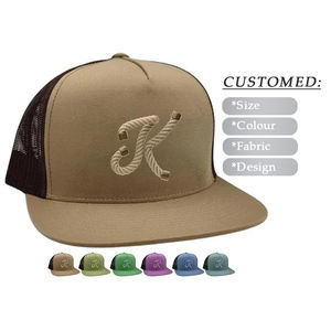 หมวกแก๊ปเบสบอล5แผงสำหรับผู้ชายหมวกทรูเกอร์ปักโลโก้ของคุณเอง - Product Image 1