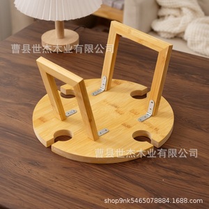 Solid Wood Folding <b>Table</b> 30cm Diameter Outdoor <b>Portable</b> <b>Picnic</b> Tray Wine Rack - Product Image 5