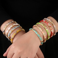 Nouveau Bracelet Jonc Émaillé Chinois Rétro de Luxe Léger pour Femme en Alliage de Zinc Électroplaqué, Effet Goutte d'Huile, Vente Chaude