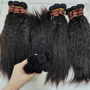 Letsfly Factory Vente en gros de tissages de cheveux naturels 9A Kinky Straight, lots de 16 et 22 pouces, extensions Yaki 100% cheveux humains Remy - Product Image 4