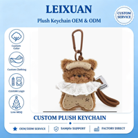Porte-clés en peluche ours brun bouclé mignon avec masque pour les yeux, col en dentelle, pendentif poupée en peluche, mousqueton, cordon pour sac à dos et décoration