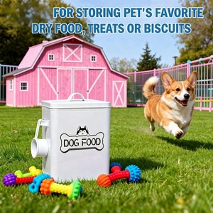 3L Cấp Thực Phẩm Tùy Chỉnh Mạ Kẽm Sắt Dễ Dàng Di Động Giữ Tươi Kín Con Chó Thực Phẩm Lưu Trữ Container Cho Chó Mèo Bird Lưu Trữ Bin - Product Image 4