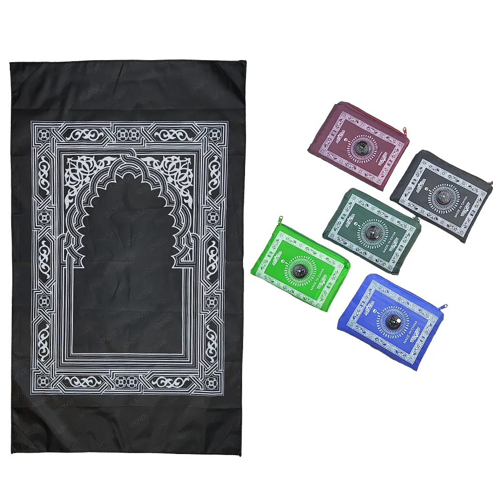 Wholesale New Educational Thick Hajj Muslim Pray Floor Pad Portable Islam Pocket Size Prayer Mat With Compass