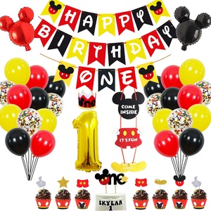 Decoraciones para Fiestas <span class=keywords><strong>de</strong></span> Cumpleaños y Baby Shower con Temática <span class=keywords><strong>de</strong></span> Dibujos Animados en Rojo y Negro, Set <span class=keywords><strong>de</strong></span> Globos y Pancarta con Figura <span class=keywords><strong>de</strong></span> Ratón para Niñas y Niños - Product Image 1