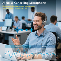 Headset USB Terlaris Berkabel untuk Call Center, Komputer, Laptop, Telepon, dengan Mikrofon Peredam Kebisingan ENC