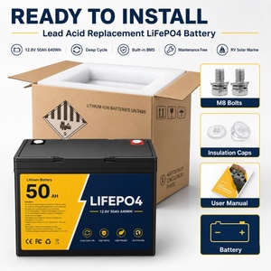 Batterie à décharge profonde 12,5 V 50 Ah au lithium fer phosphate (LiFePO4) avec BMS pour applications solaires hors réseau, VR et marine - Product Image 6