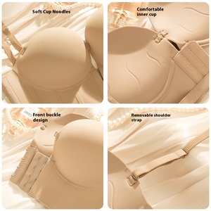 Kadın güzel 8CM büyük eğri açık geri sutyen kalınlaşmış ön düğme toplama hiçbir çelik halka Traceless U geri ön fincan - Product Image 6